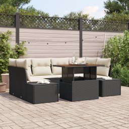 vidaXL Tuinbankenset 7 st Zwart poly rattan