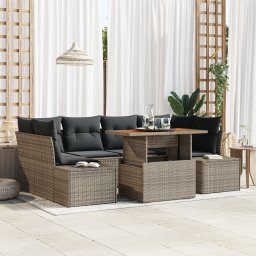 vidaXL Tuinbankenset 7 st Grijs poly rattan