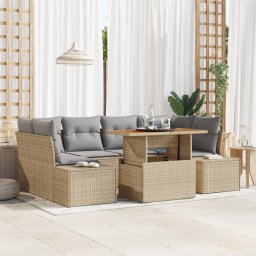 vidaXL Tuinbankenset 7 st Beige poly rattan
