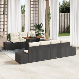 vidaXL Tuinbankenset 8 st Zwart poly rattan