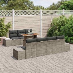 vidaXL Tuinbankenset 8 st Grijs 100 x 55 x 73 cm poly rattan