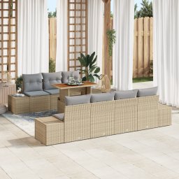 vidaXL Tuinbankenset 8 st Beige poly rattan