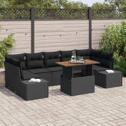 vidaXL Tuinbankenset 8 st Zwart poly rattan