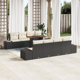 vidaXL Tuinbankenset 9 st Zwart poly rattan
