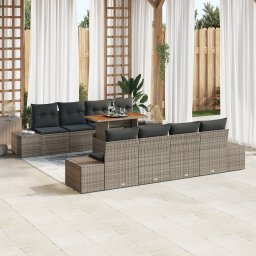 vidaXL Tuinbankenset 9 st Grijs poly rattan