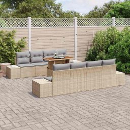 vidaXL Tuinbankenset 9 st Beige 100 x 55 x 73 cm poly rattan