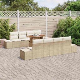 vidaXL Tuinbankenset 9 st Beige 100 x 55 x 73 cm poly rattan