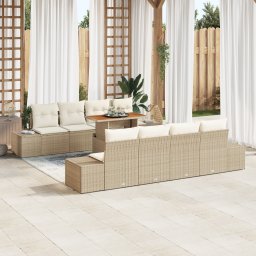 vidaXL Tuinbankenset 9 st Beige poly rattan
