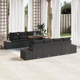 vidaXL Tuinbankenset 9 st Zwart poly rattan