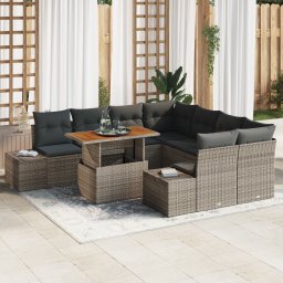 vidaXL Tuinbankenset 9 st Grijs en Bruin