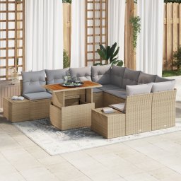 vidaXL Tuinbankenset 9 st Beige en Grijs