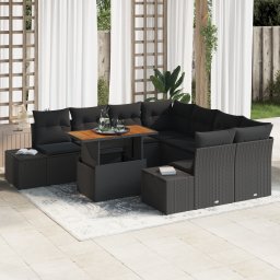 vidaXL Tuinbankenset 9 st Zwart en Bruin