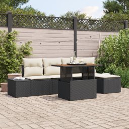 vidaXL Tuinbankenset 6 st Zwart poly rattan