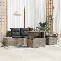 vidaXL Tuinbankenset 6 st Grijs poly rattan