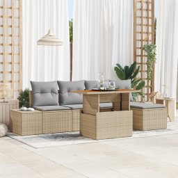 vidaXL Tuinbankenset 6 st Beige poly rattan