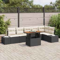 vidaXL Tuinbankenset 7 st Zwart en Crème