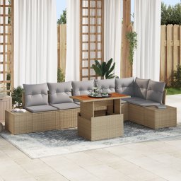 vidaXL Tuinbankenset 7 st Beige en Grijs