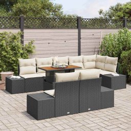 vidaXL Tuinbankenset 9 st Zwart 100 x 55 x 73 cm poly rattan