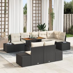 vidaXL Tuinbankenset 9 st Zwart poly rattan