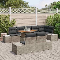 vidaXL Tuinbankenset 9 st Grijs 100 x 55 x 73 cm poly rattan