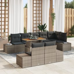 vidaXL Tuinbankenset 9 st Grijs poly rattan