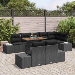 vidaXL Tuinbankenset 9 st Zwart 100 x 55 x 73 cm poly rattan