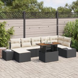 vidaXL Tuin Sofa Set 8 st Zwart en Crème