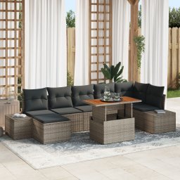 vidaXL Tuin Sofa Set 8 st Grijs en Bruin