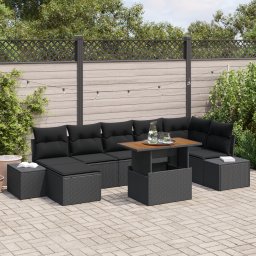 vidaXL Tuin Sofa Set 8 st Zwart en Bruin