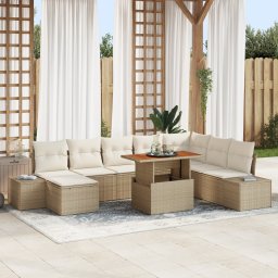 vidaXL Tuinbankenset 9 st Beige poly rattan