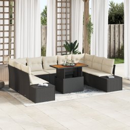 vidaXL Tuinbankenset 10 st Zwart en Crème