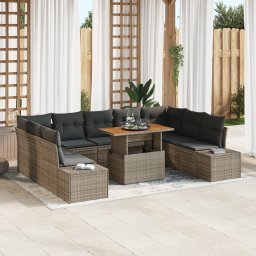 vidaXL Tuinbankenset 10 st Grijs en Bruin
