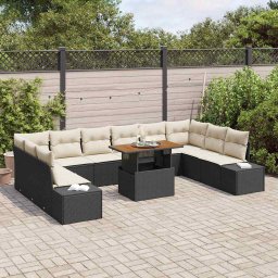 vidaXL Tuin Sofa Set 11 st Zwart 100 x 55 x 73 cm