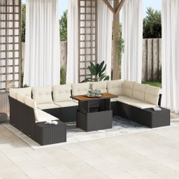 vidaXL Tuin Sofa Set 11 st Zwart en Crème