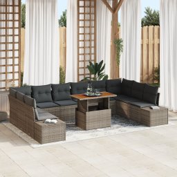 vidaXL Tuin Sofa Set 11 st Grijs en Bruin
