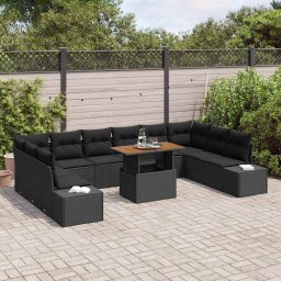 vidaXL Tuin Sofa Set 11 st Zwart 100 x 55 x 73 cm
