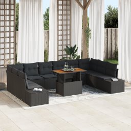 vidaXL Tuin Sofa Set 11 st Zwart en Bruin