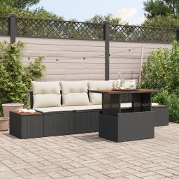 vidaXL Tuinbankenset 5 st Zwart poly rattan