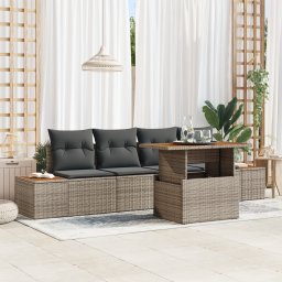 vidaXL Tuinbankenset 5 st Grijs poly rattan