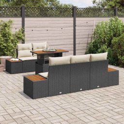 vidaXL Tuinbankenset 6 st Zwart 100 x 55 x 73 cm