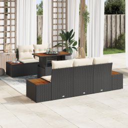 vidaXL Tuinbankenset 6 st Zwart en Beige