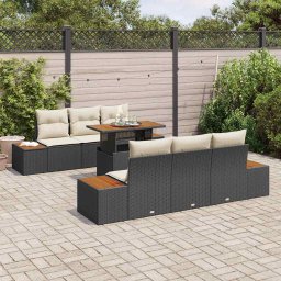 vidaXL Tuinbankenset 7 st Zwart 100 x 55 x 73 cm