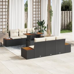 vidaXL Tuinbankenset 7 st Zwart en Beige