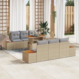 vidaXL Tuinbankenset 7 st Beige en Grijs