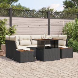 vidaXL Tuinbankenset 9 st Zwart en Beige