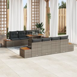 vidaXL Tuinbankenset 9 st Grijs poly rattan