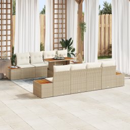vidaXL Tuinbankenset 9 st Beige poly rattan