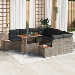 vidaXL Tuinbankenset 9 st Grijs poly rattan