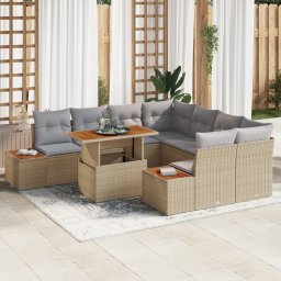 vidaXL Tuinbankenset 9 st Beige poly rattan