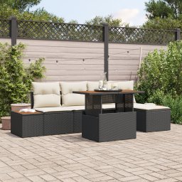 vidaXL Tuinbankenset 6 st Zwart en Beige